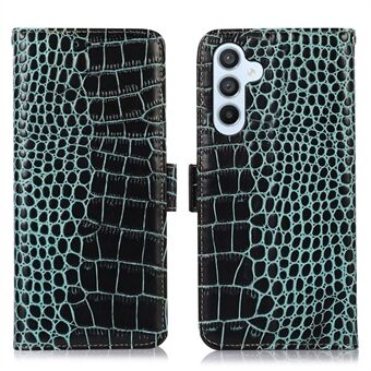 Til Samsung Galaxy A54 5G Crocodile Texture telefonetui Ægte kohud læder Stand RFID blokerende anti-drop cover