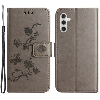 Til Samsung Galaxy A54 5G pung PU læder telefontaske Robust Stand med påtrykt sommerfugleblomstermønster smartphonecover
