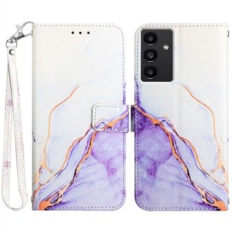 YB mønsterudskrivning læder Series-5 til Samsung Galaxy A54 5G marmormønster PU læder pung etui Magnetisk Stand Telefonholder cover med stor håndstrop