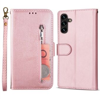Til Samsung Galaxy A54 5G Anti-drop lynlås lomme kalv tekstur PU læder telefon taske Foldbart Stand Flip telefon pung cover