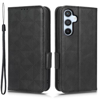 Til Samsung Galaxy A54 5G Anti-Drop PU læder tegnebog Beskyttende telefontaske påtrykt trekantet mønster Stand med håndledsrem