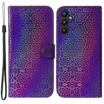 Til Samsung Galaxy A54 5G PU-læder blændende blomstermønster Stødsikker pung-etui Stand Magnetisk lukning Flip-telefoncover med rem