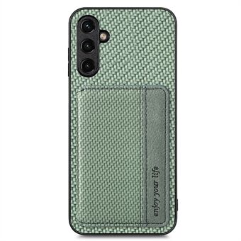 Til Samsung Galaxy A54 5G Carbon Fiber Texture RFID-blokerende telefontaske Pung Kickstand PU-læderbelagt TPU magnetisk cover
