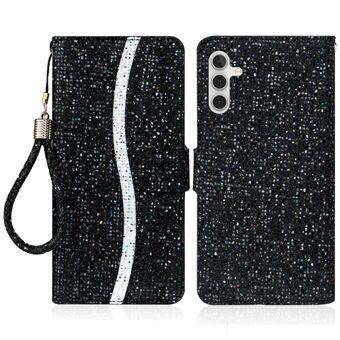 Til Samsung Galaxy A54 5G Stand Mobiltelefon Case Glitter Splejsning PU Læder Pung Flip Cover med rem