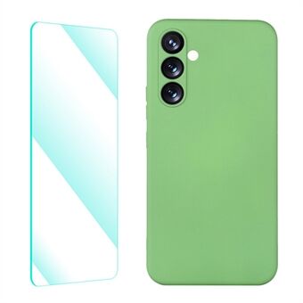ENKAY HAT Prince Til Samsung Galaxy A54 5G flydende silikoneetui Lige Edge telefoncover med 0,26 mm høj aluminium-silikon glas klar film