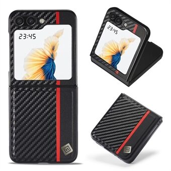 LC.IMEEK til Samsung Galaxy Z Flip5 5G Carbon Fiber Texture telefonetui PU læder+pc stødsikkert cover