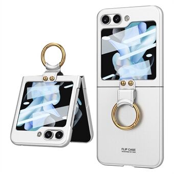 GKK stødsikker etui til Samsung Galaxy Z Flip5 5G hærdet glasbagside Slankt, hårdt pc-telefoncover med Ring