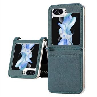 Til Samsung Galaxy Z Flip5 5G PU-læder+pc-telefoncover Ultratynd Litchi Texture Card Slot Kickstand Cover
