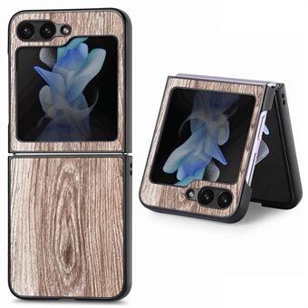 Wood Texture Phone Case til Samsung Galaxy Z Flip5 5G, PU læderbelagt pc stødsikkert hårdt cover