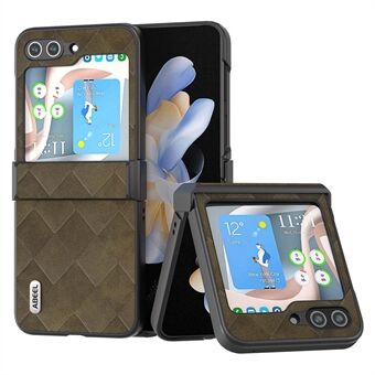 ABEEL til Samsung Galaxy Z Flip5 5G læderbelagt pc-telefontaske Grid Tekstur Hængsel Design Telefoncover