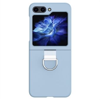 Til Samsung Galaxy Z Flip5 5G Hard PC Skin-touch Telefon Case Metal Ring Holder Anti-Slip Cover