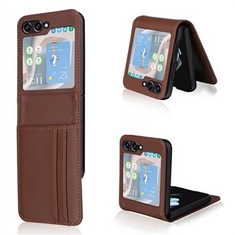 Til Samsung Galaxy Z Flip5 5G kortholder telefon cover Carbon Fiber Texture PU læder telefoncover