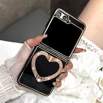 Til Samsung Galaxy Z Flip5 5G Akryl + TPU telefontaske Rhinestone Decor Heart Shape Kickstand Cover
