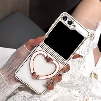 Til Samsung Galaxy Z Flip5 5G Heart Shape Kickstand telefoncover Akryl + TPU anti-ridsecover