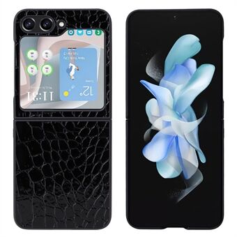 Til Samsung Galaxy Z Flip5 5G Scratch PU-læderbelagt pc-telefoncover med bagskærmsfilm