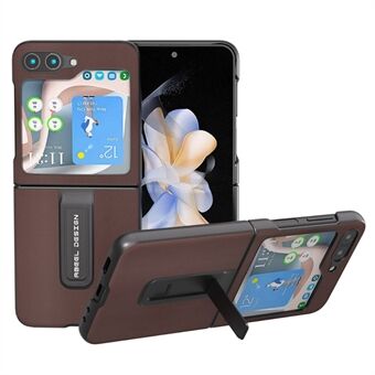 ABEEL Til Samsung Galaxy Z Flip5 5G Kickstand Nappa Texture Case Ægte ko-læder+PC-telefoncover