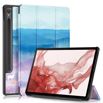 Til Samsung Galaxy Tab S9 11-tommer SM-X710, SM-X716B, SM-X718U Mønstertryk Læder Tablet Etui Trifold-Stand Smart Cover