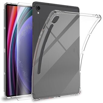Til Samsung Galaxy Tab S9 TPU Tablet-etui Klar Tablet-cover med 2.5D Hærdet Glas Skærmbeskytter