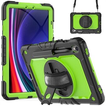 Til Samsung Galaxy Tab S9 (X710 / X716B / X718U) PC+Silicone Kickstand Case Anti-Drop Tablet Cover med PET-skærmfilm.