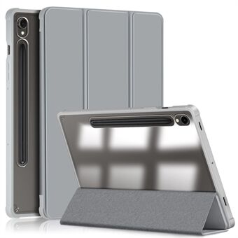 Beskyttende etui til Samsung Galaxy Tab S9 (SM-X710 / SM-X716B / SM-X718U) PU+TPU+Akryl Tri-fold stand-etui til tablet med penholder.
