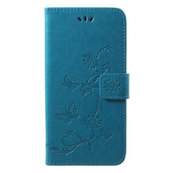 Imprint Butterfly Flower Wallet Stand Lædertaske til Huawei P20
