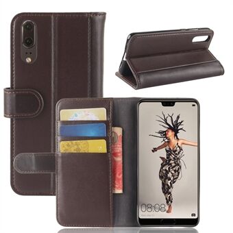 Genuine Split Leather Wallet Stand Case for Huawei P20