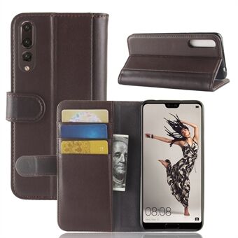 Split Leather Wallet Stand Phone Cover for Huawei P20 Pro Simple Stitching Design