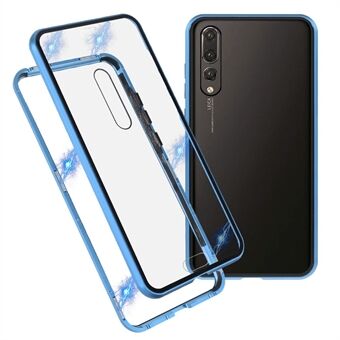 Magnetic Metal Frame Clear Double-Sided Tempered Glass Cover with Built-in Screen Protector for Huawei P20 Pro