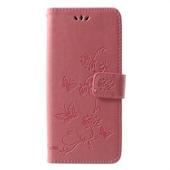 Imprint Butterfly Flower Wallet Stand Læder Mobiltelefontaske til Huawei P30 Pro