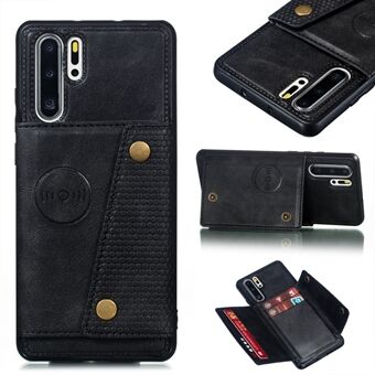 Kickstand Card Holder PU Leather Coated TPU Case [Built-in Vehicle Magnetic Sheet] for Huawei P30 Pro