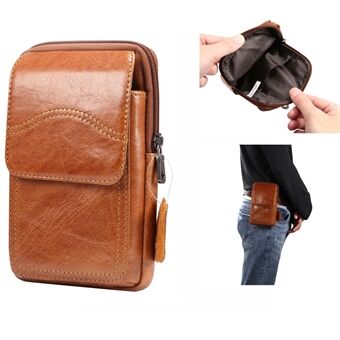 Universal hængende taljetaske i ægte læder Telefontaske til mænd Sidetaske Skuldertaske til 6,3/6,5/6,7/6,9" smartphones