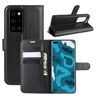 Litchi Texture Leather Wallet Stand Case Phone Shell til Huawei P40 Pro