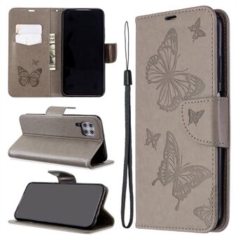 Imprint Butterflies Wallet Stand Flip Leather Phone Shell til Huawei P40 LITE / Nova 6 SE / Nova 7i