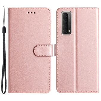 Til Huawei P Smart 2021 / Y7a telefontaske PU læder Silk Texture Stand Wallet Flip Cover med rem