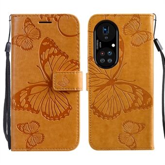 KT Imprinting Flower Series-2 Imprint Butterflies Folio Flip PU læder Stand Telefoncover til Huawei P50 Pro