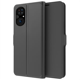 Til Huawei P50 Pro 4G PU Læder Stand Card Slot Case Full Body Flip Dobbelt magnetisk lås Stødsikkert cover