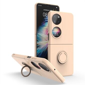 Gummibelagt flydende silikone-telefontaske til Huawei P50-lomme, roterende Ring kickstand Velbeskyttet mobiltelefoncover