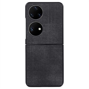 Til Huawei P50 Pocket Protective Phone Case Stilfuld Gird Texture PU Læder Coated PC Ridsefast mobiltelefon Cover Shell