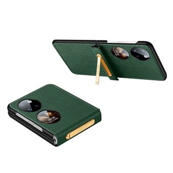 SULADA til Huawei P50 Pocket Kickstand Anti-ridse Folding Case PU Læder Coated PC Shock Absorption Telefon Cover