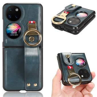 Til Huawei P50 Pocket Læder Coating Telefon Cover PC+TPU Taske med Armbånd Støtte og Halsrem