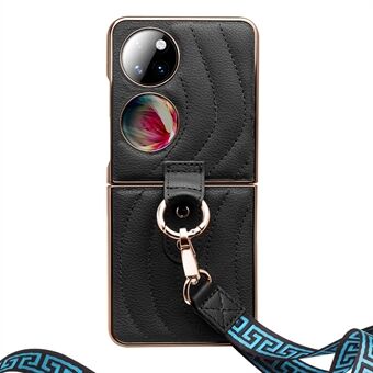 QIALINO telefontaske til Huawei Pocket S 4G/P50 Pocket, ægte ko-læder belagt pc-cover med Ring /strop