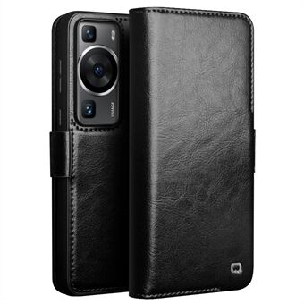 QIALINO For Huawei P60 Genuine Cow Leather Wallet Phone Case Stand Shockproof Folio Cover