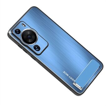 Til Huawei P60 Kickstand Børstet telefontaske Stødsikker aluminiumslegering TPU-rammecover