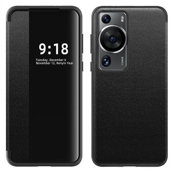 Anti-Fall Phone Case til Huawei P60 Pro View Window Flip Cover PU Læder TPU Akryl telefonbeskytter