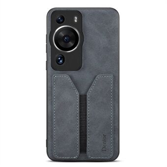DENIOR For Huawei P60 / P60 Pro Elastic Card Holder Phone Case PU Leather Coated TPU Anti-drop Cover