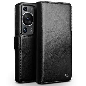 QIALINO For Huawei P60 Pro Genuine Cow Leather Phone Case Wallet Stand Flip Folio Cover