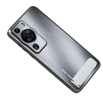 Til Huawei P60 Pro aluminiumslegering TPU-ramme Drop Protection Case Kickstand Børstet telefoncover