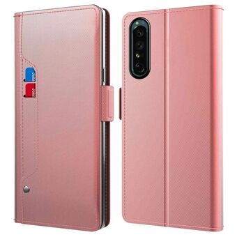 Til Sony Xperia 1 II Stand Card Holder Folio Flip Phone Case Anti-fall PU læder+TPU magnetisk cover med makeup spejl