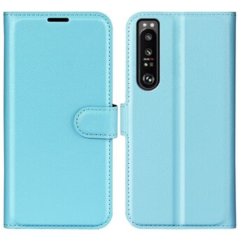 PU læder smartphone cover taske til Sony Xperia 1 IV, tegnebog Anti-ridse Litchi Texture Stand Funktion Støvtæt etui