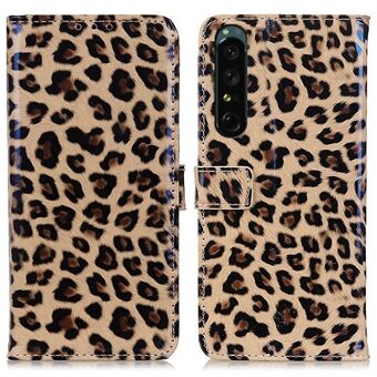 Til Sony Xperia 1 IV Leopard Pattern Phone Case Stand Wallet PU læder stødsikkert cover